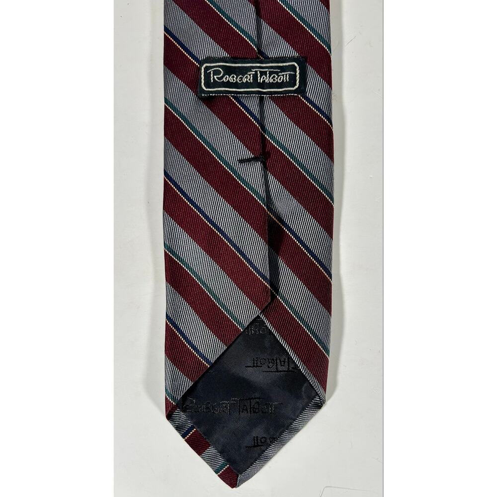 Robert Talbott Men's Silk Tie Red and Gray Stripe Business Workwear Preppy